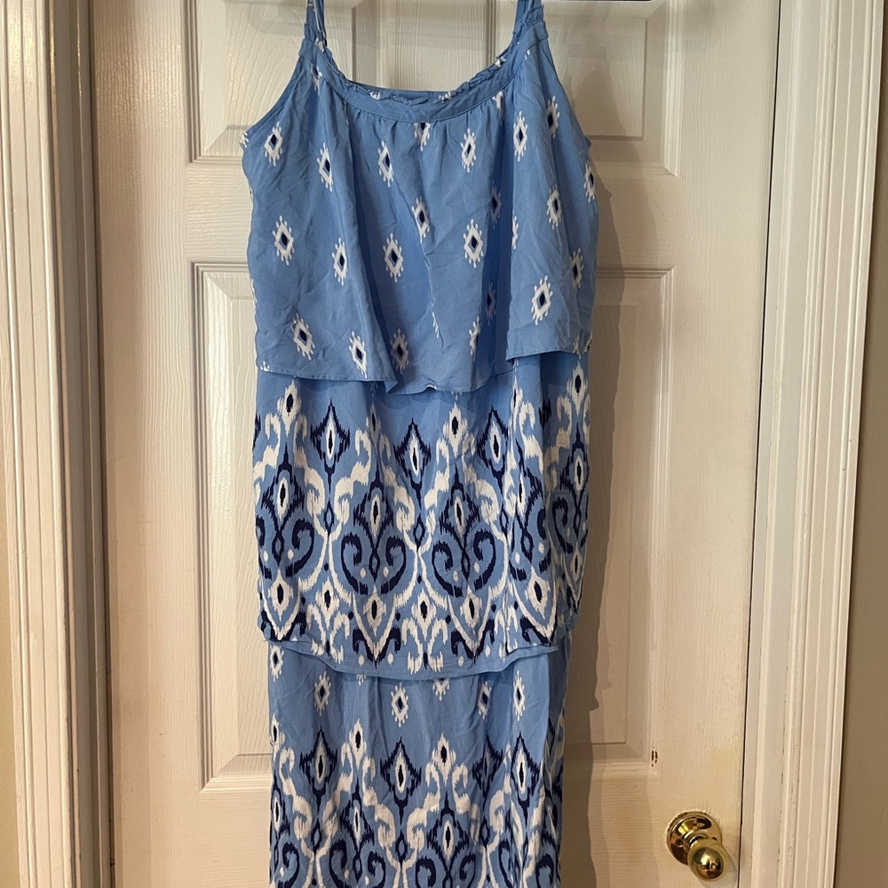 Southern Tide Light Blue and Navy Patterned Maxi Dress